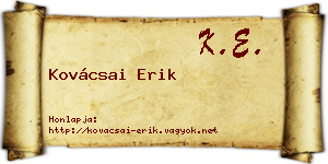 Kovácsai Erik névjegykártya